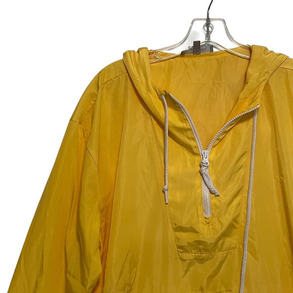 T by Talbots 1/4 Zip Anorak Windbreaker Jacket Womens Large Yellow Hood Pullover - Picture 3 of 10